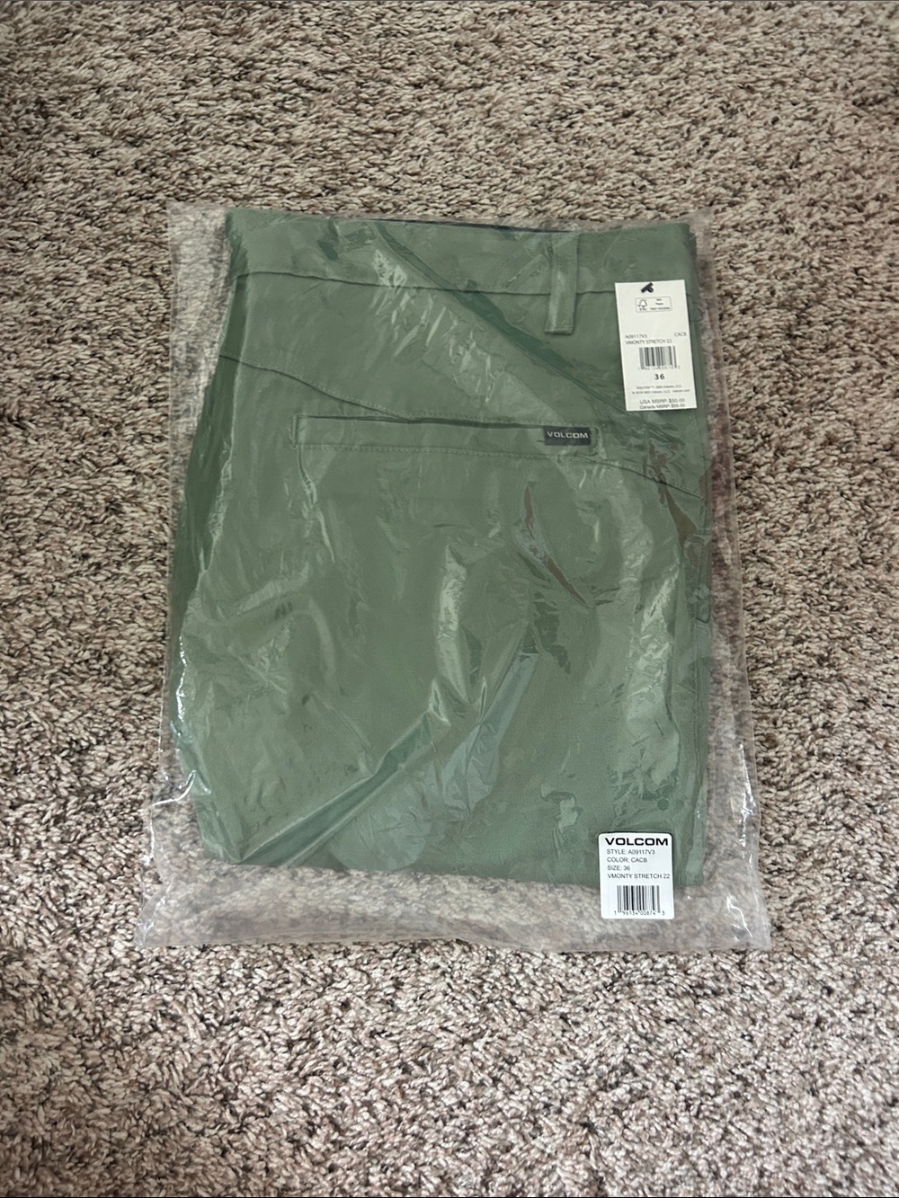 NWT Volcom Men's Vmonty Stretch 22 Chino Shorts